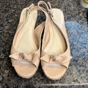 Merona Blush Bow Wedge Espadrilles sz 8